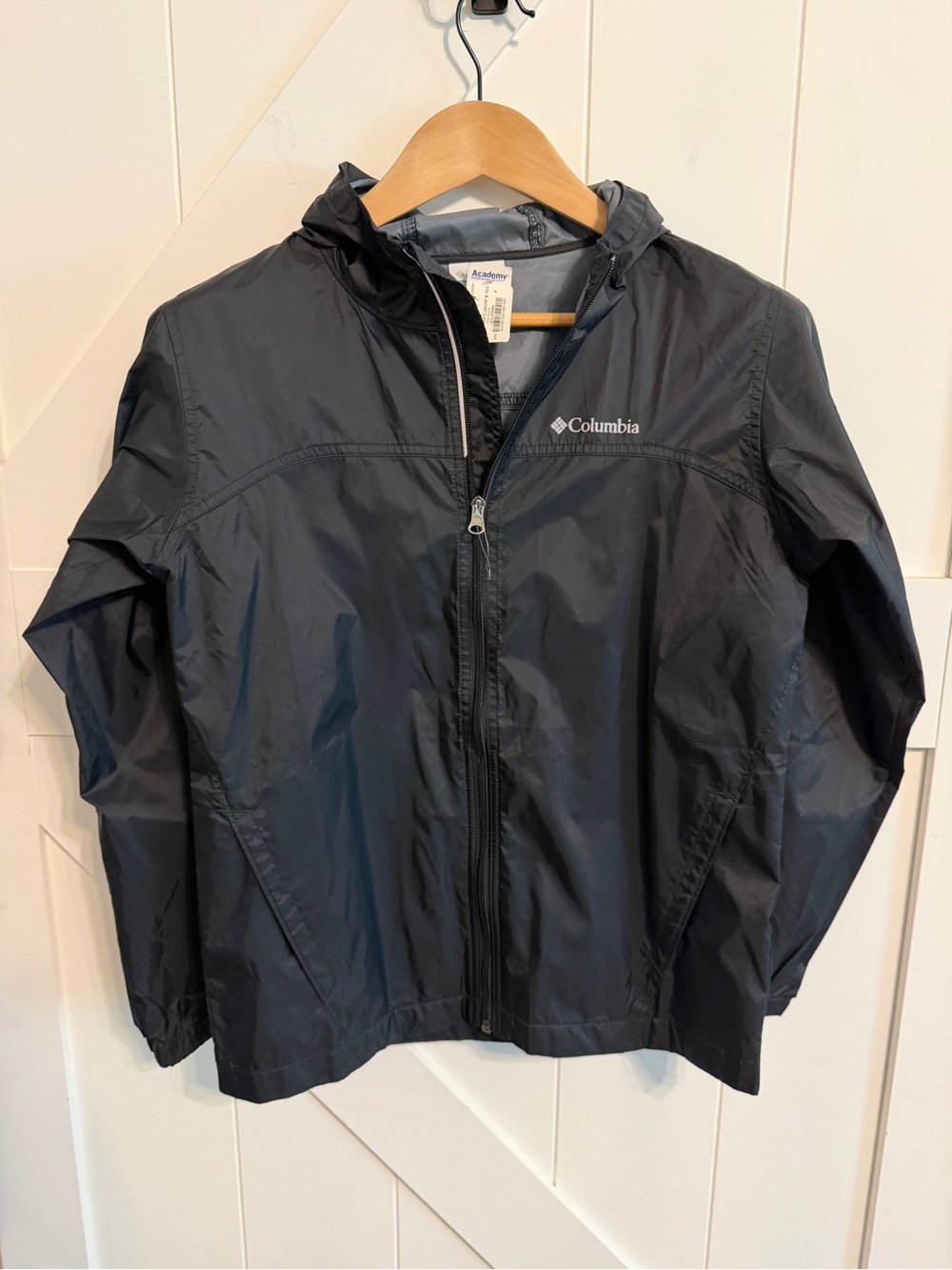New Columbia Kids' Large 14/16 Black Lightweight Packable Hooded Jacket Rain